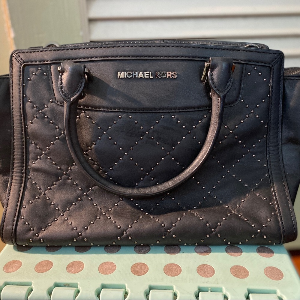 Michael Kors Black Studded Satchel